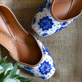 Turi Azulejo Blue & White Embroidered Jutti